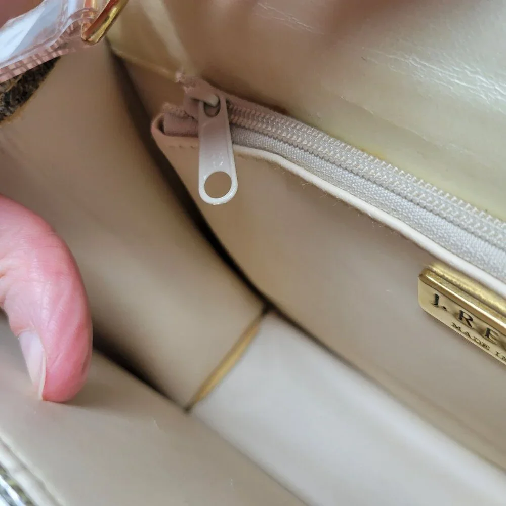 Vintage 80s Retro J. Renee Vinyl Plastic Crossbody Purse Handbag Fantasy Pearl S